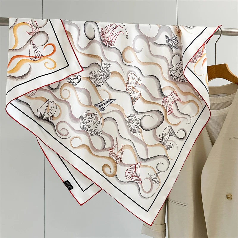 

Two Sided Print Silk Scarf 90CM Luxury Designers Scarves Rolled Edges Bandanas Scarves Spring Shawls Hair Neck Accessories 35"