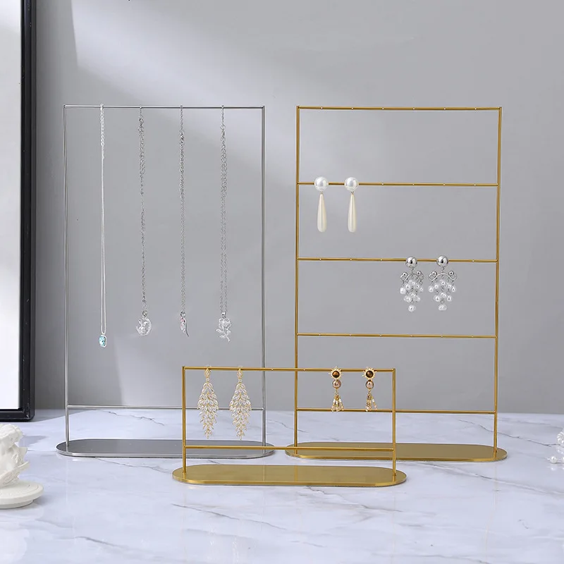 

Silver Metal Jewelry Stand for Necklaces Earrings Ear Studs Holder Suitable for Live-streaming Sales of Jewelry As Display Props