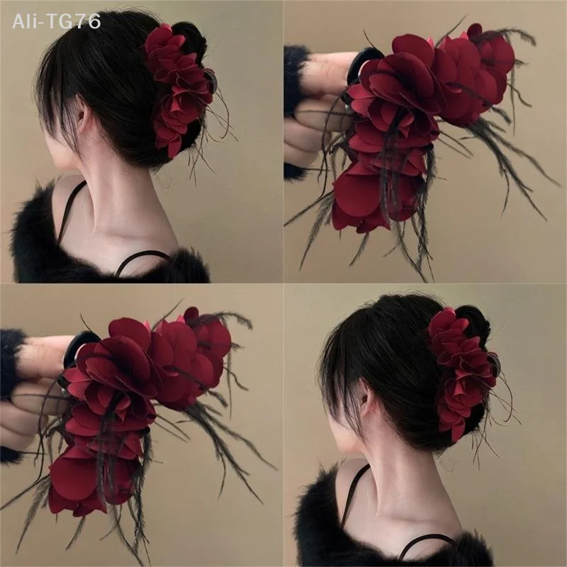 [P] Multi-Layer Petal Feather Shark Clip Fashion Hairpin Female Elegant Temperament Hair Claw Versatile Hair Accessories