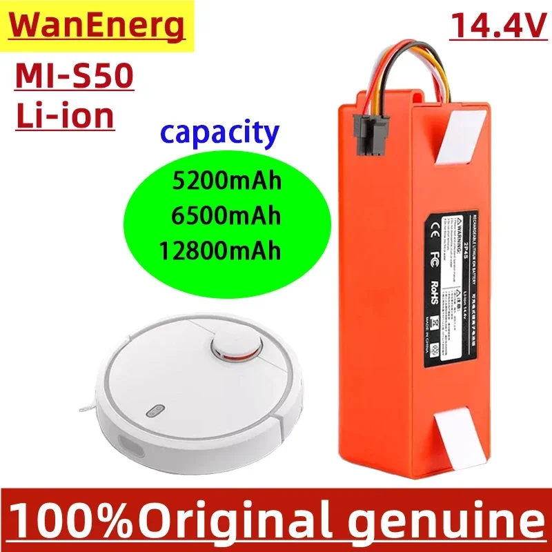 ต้นฉบับ 14.4V 12800mAh เครื่องดูดฝุ่นหุ่นยนต์เปลี่ยนแบตเตอรี่สําหรับ Xiaomi Roborock S55 S60 S65 S50 S51 S5 MAX S6 อะไหล่