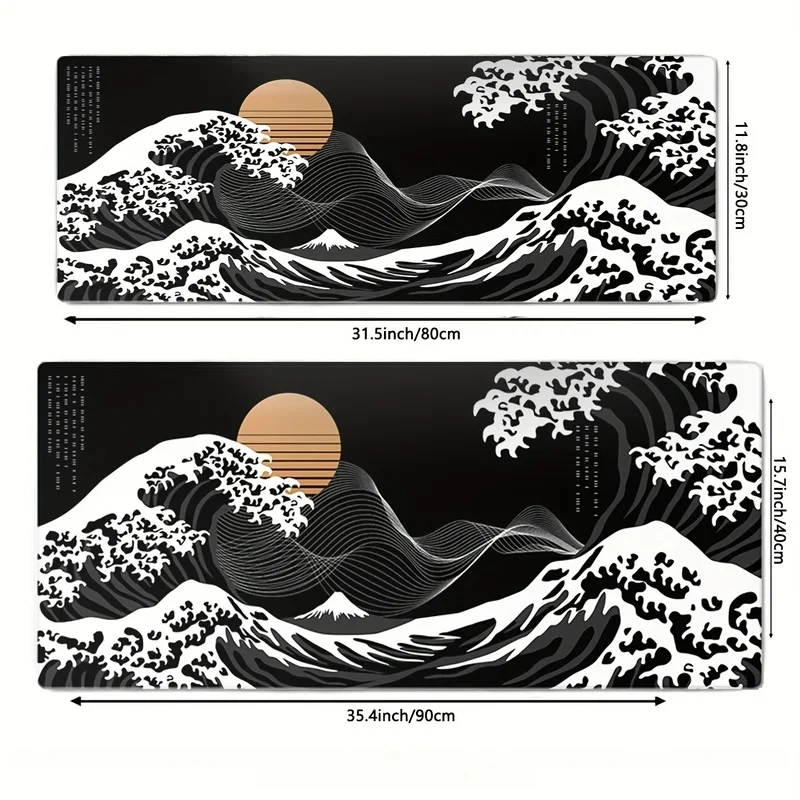 VIKAMA Great Wave off Kanagawa Large Mouse Pad, Gaming Desk Mat, Office and Gaming Non-slip Keyboard Pad, Desktop Decoration