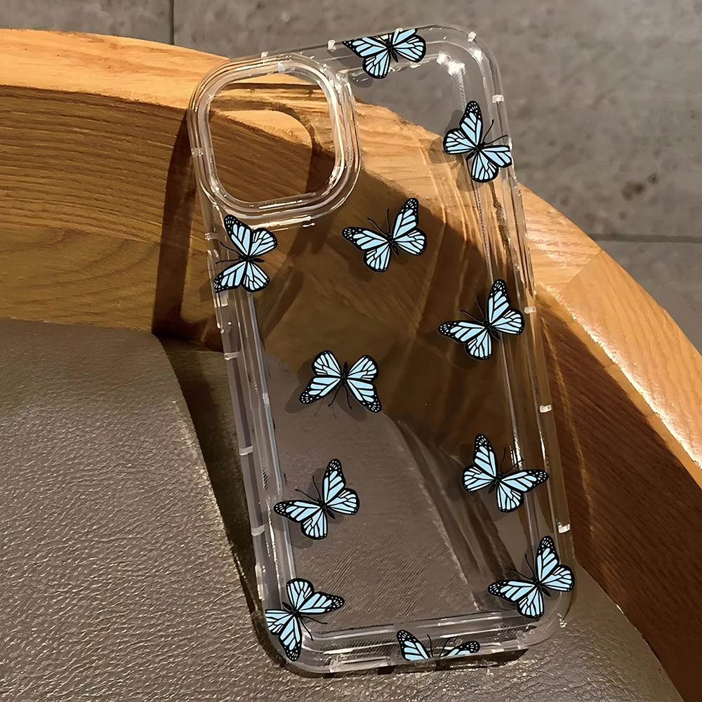 Чехол для телефона с мультяшной белой бабочкой для Oppo Reno10 Reno8 Reno7 Reno6 Reno5 Z T Pro Plus 4G 5G, подушка безопасности, прозрачная задняя крышка с защитой от падения