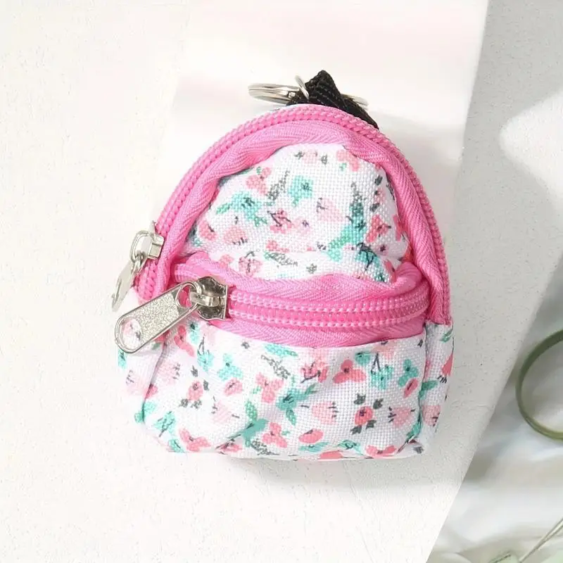 Mini-Rucksack-Stil Canvas-Münzbörse mit Schlüsselring und Reißverschluss für die Aufbewahrung kleiner Alltagsgegenstände – Detail 10