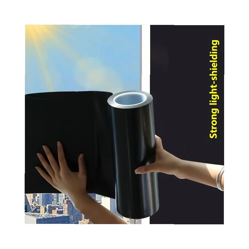 Black Full Blackout Sticker for Windows Glass Door Light Blocking Privacy Film Bedroom Anti-Peep UV Protection