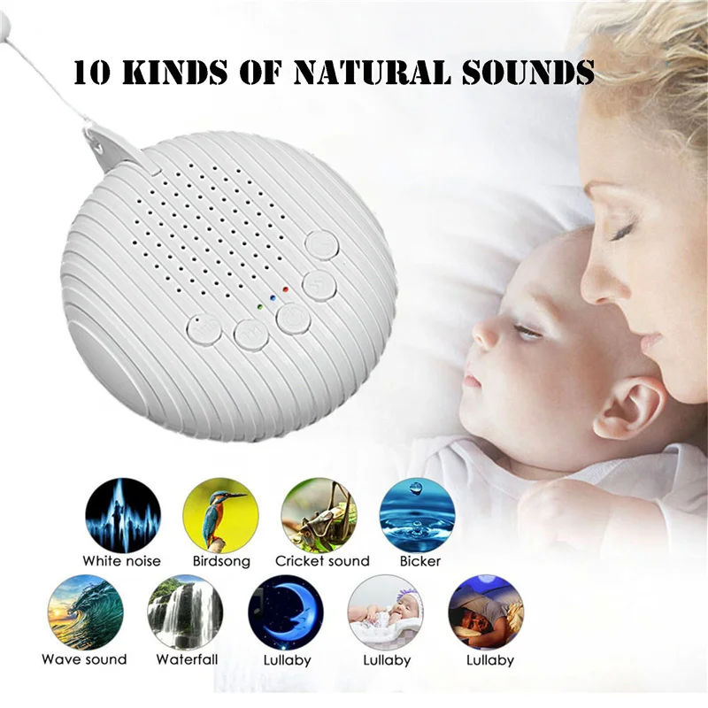 Baby Sleep Aid Machine 10 Soothing Sounds White Noise Sound Machine Timed Shutdown Rechargeable Sleep Soother Relaxation Monitor