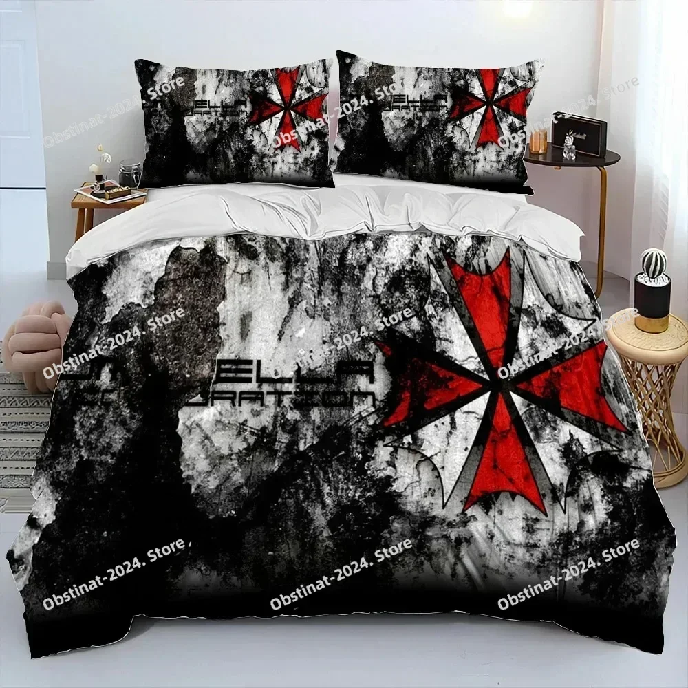 3D R-Resident Evil Games Gamer Comforter Printed Bed Set Duvet Cover Pillowcase Bedding Set Linen Sheet Quilt Cover Queen King