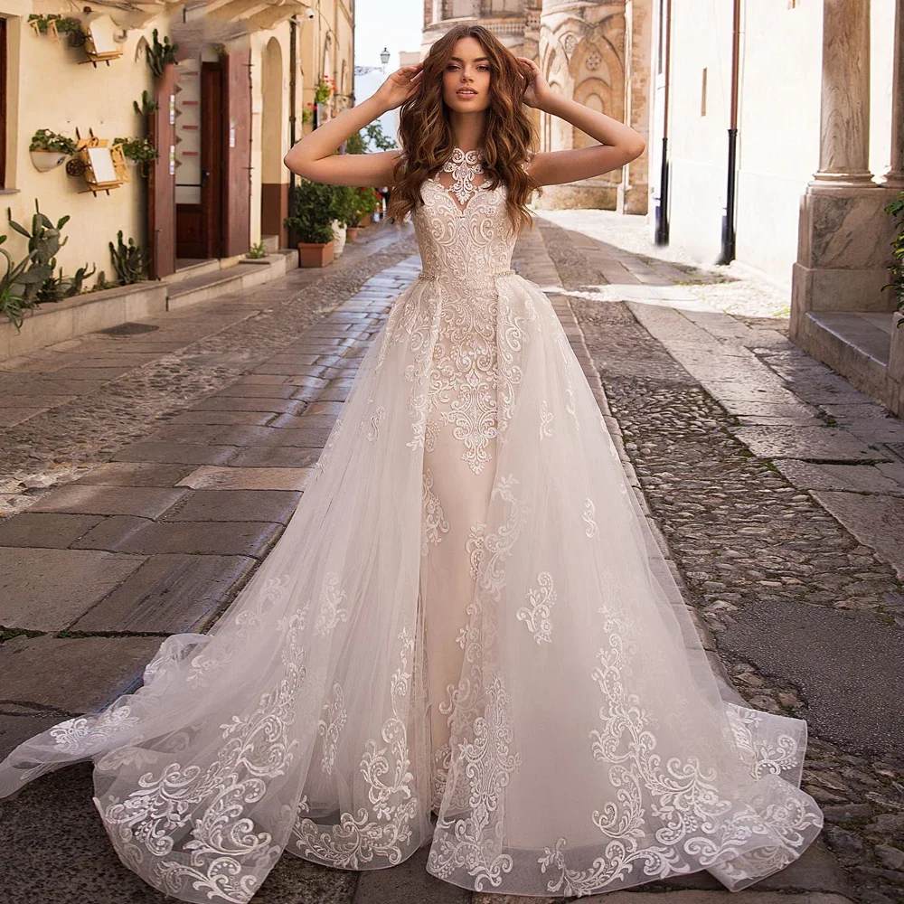 

Аппликации Кружева Русалка Свадебные платья с бисером Кристалл Съемный шлейф Интернет-магазин Vestido De Noiva Sereia