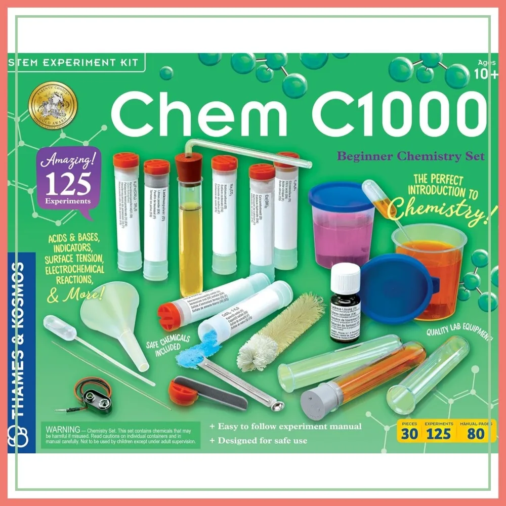 

Chemistry Set with 125 Experiments | Science Kit for Kids | Beginner Lab Manual & Equipment