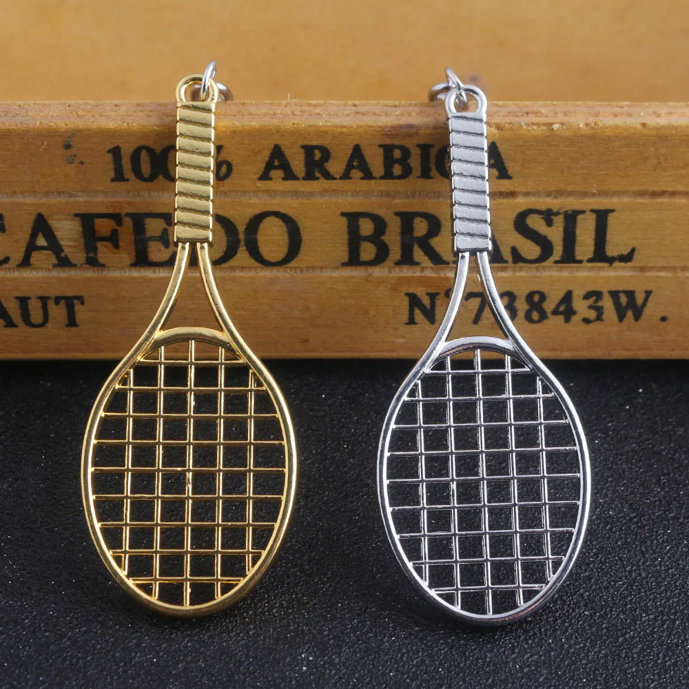 Metal Punk Tennis Racket Keychain Pendant Fashion Cool Boy Car Decoration Men Women Backpack Jewelry Accessories