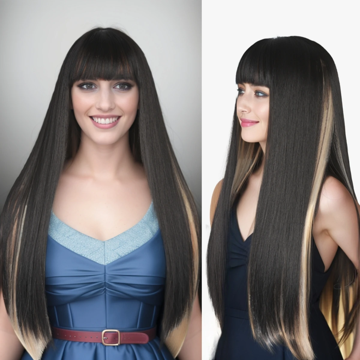 

Synthetic Wig Black Blonde Long Straight Hair Band Bangs Party cosplay European American African Women's Wig
