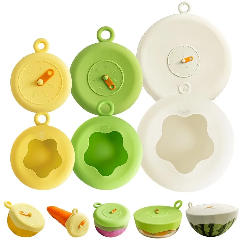 Food Cover Set Bowl Lids Heat Resistant Round Refrigerator Leftovers Universal Sealing Lids Reusable Kitchen Covers