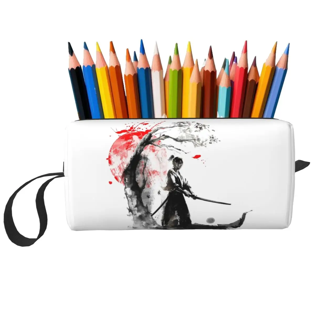 

Japanese Samurai Pencil Case for Studen School Pen Box Pencil Bag Stationery Supplies Travel Women Cosmetic Bag Organizer Pouch