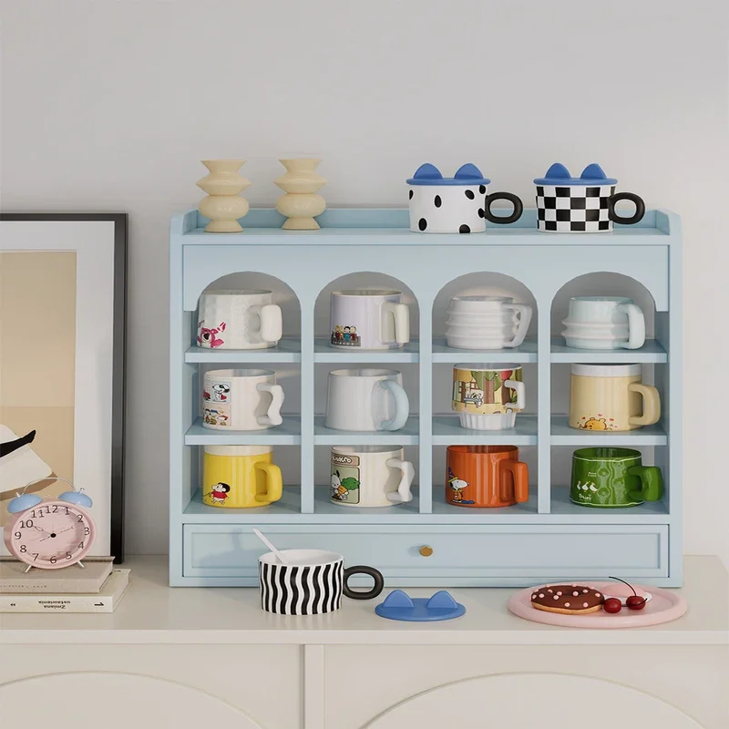 Dopamine Color Cup Display Stand Modern Nordic Storage Shelf for Living Room Adds a Pop of Color to Your Space