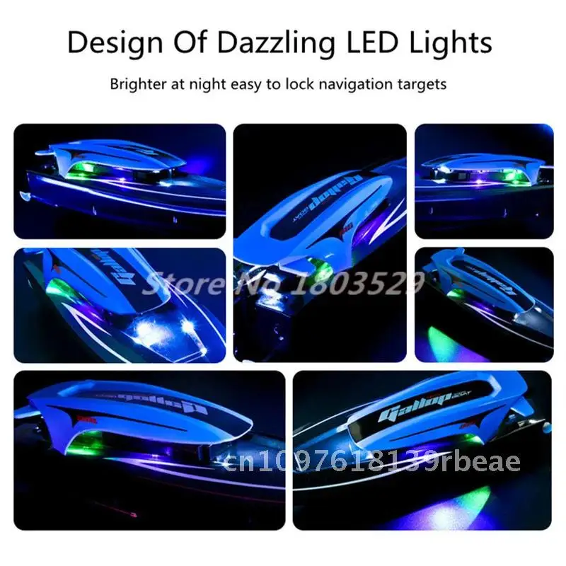 30 KM/H sello impermeable Radio Control lancha barco 2,4G 30CM tamaño grande alta velocidad doble Motor luz LED RC barco niños barco de juguete