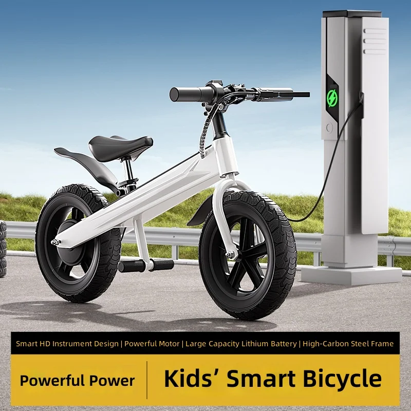 Electric Kids Bike, Adjustable Speed Balance Bike, Children's Electric Bicycle, 3-Speed Gear, High-Capacity Lithium Battery