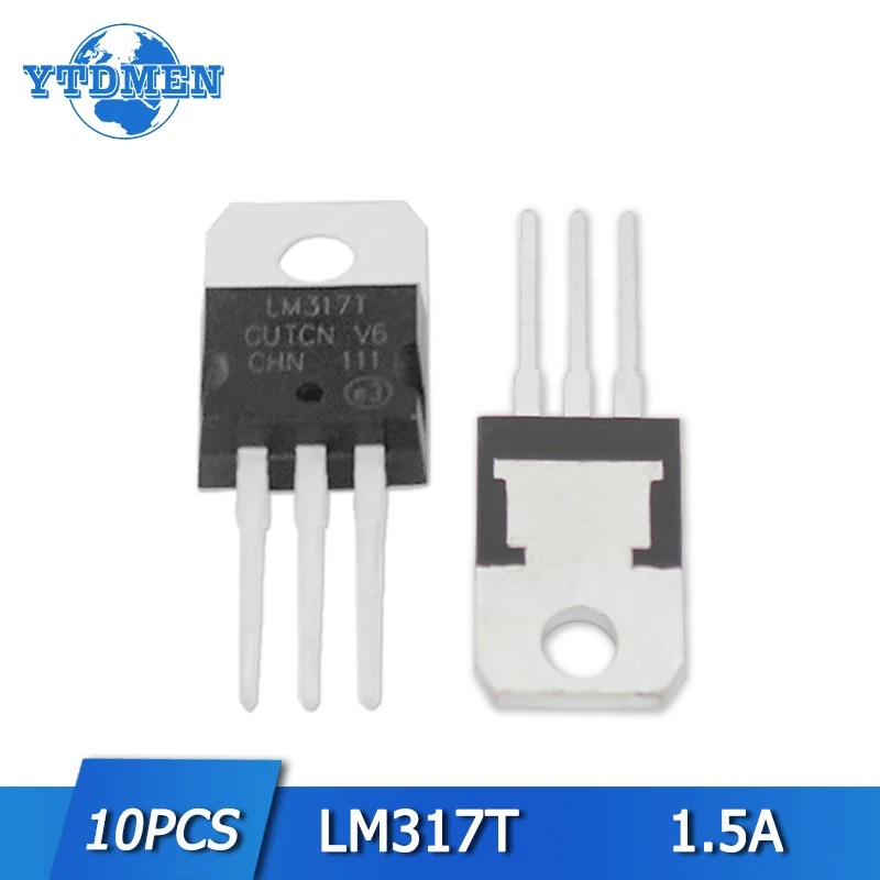 10pcs LM317T LM317 TO220 Linear Voltage Regulator IC Positive Adjustable 1 Output 1.5A TO-220 Electronic Component