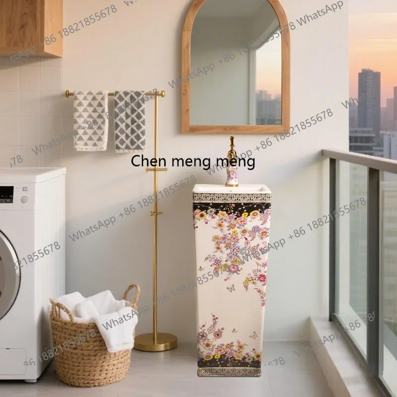 X  Balcony Vertical Sink Bathroom Column Basin Outdoor Square Sink Garden, Column Type