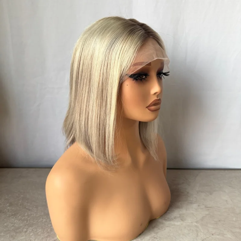 T جزء 13x1 HD شقراء بوب شعر مستعار شعر الإنسان الدانتيل الباروكة الأمامية البرازيلي مستقيم بوب شعر مستعار الدانتيل الجبهة خصلات الشعر المستعار الإنسان للنساء