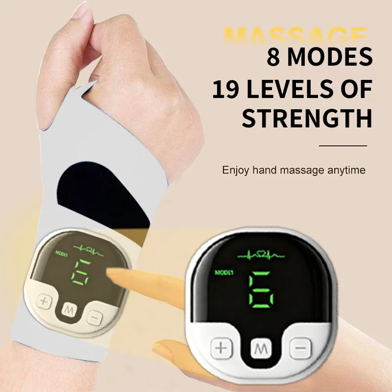 Rechargeable Cordless Wrist Massager - USB Charging Carpal Tunnel Relief Device with Vibration for Tendonitis Pain Therapy