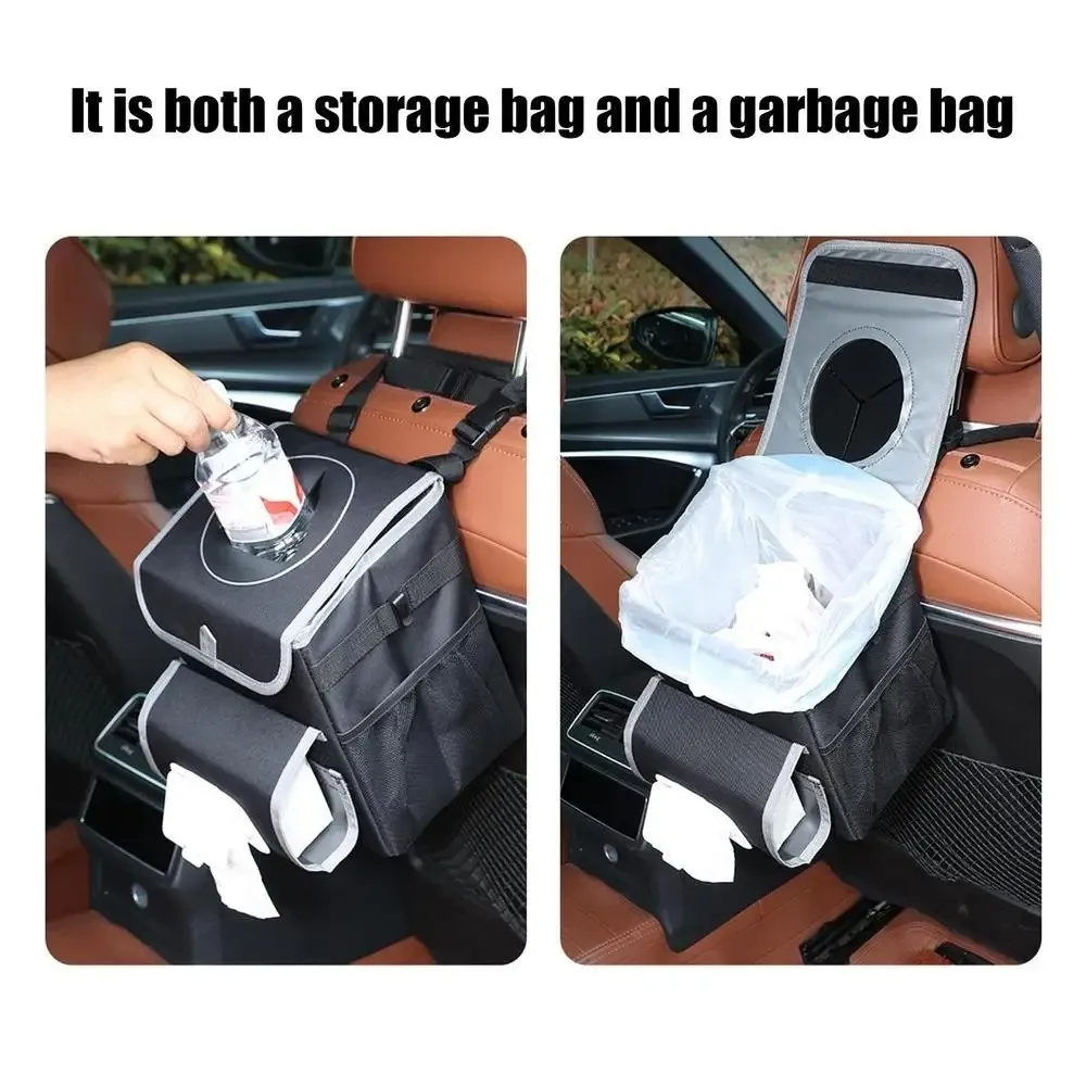 

Foldable Car Garbage Can Leakproof Waterproof Automotive Trash Bin With Tissue Box Easy Install Vehicle Waste Management