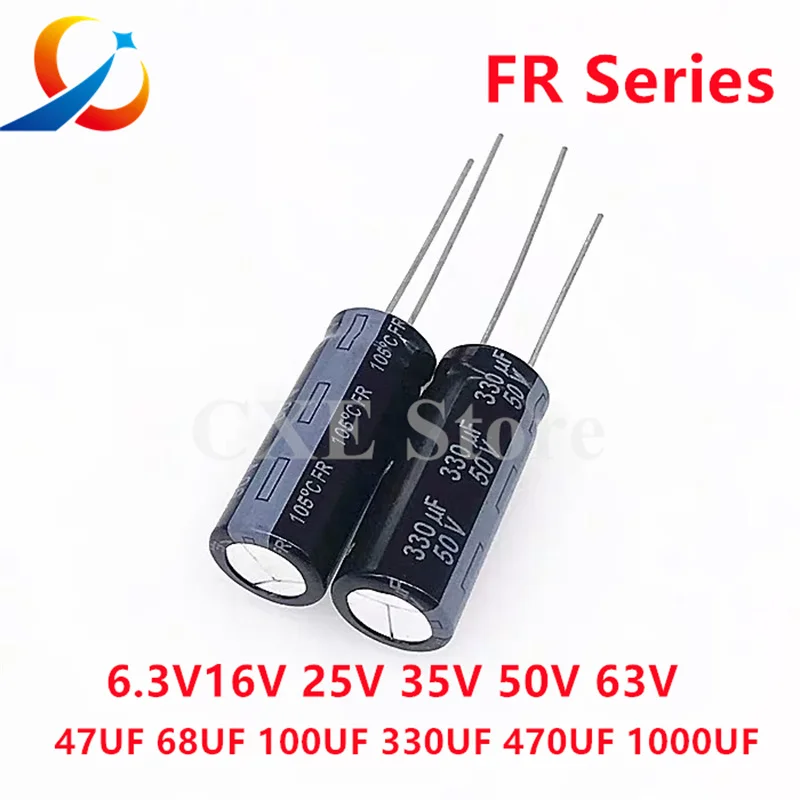 10PCS PANASONIC FR 10V 16V 25V 35V 50V 63V 47UF 68UF 100UF 220UF 330UF 390UF 470UF 1000UF LOW ESR Electrolytic Capacitors ใหม่
