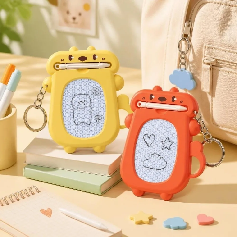 DIY Magnetic Drawing Board Keychain Creative Erasable Mini Doodle Pad Keychain Funny Hanging Charm Writing Board Pendant