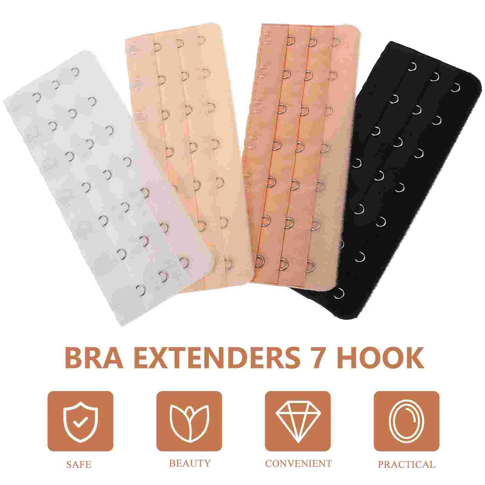 4 Pcs Shapewear Longline Corset Extenders Bra Shirt 7 Hook Women Hooks Assorted Women's