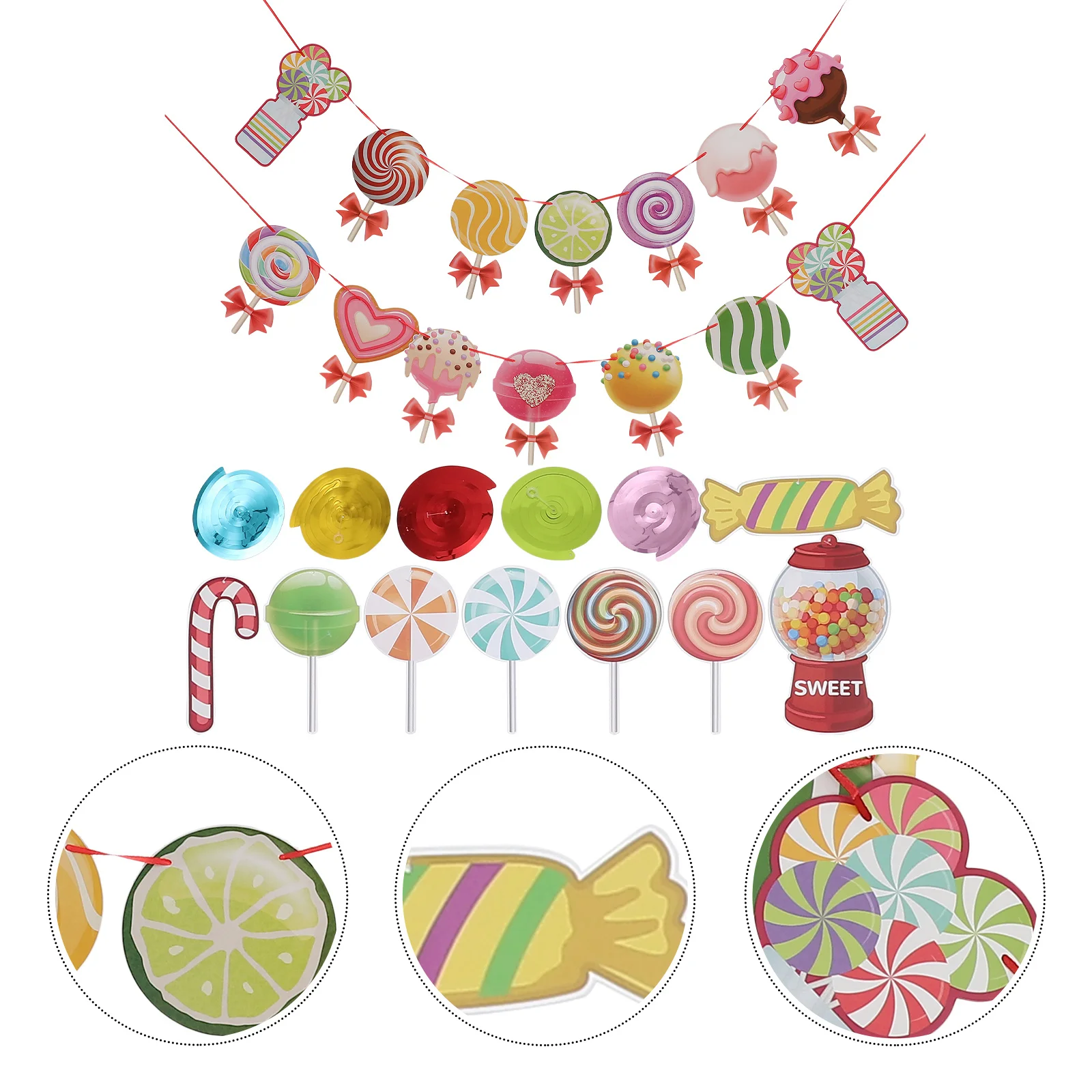

1Set Candy Decorations Sweet Themed Party Hanging Swirls Pendant Banner for Birthday Christmas Shower Decoration Photo
