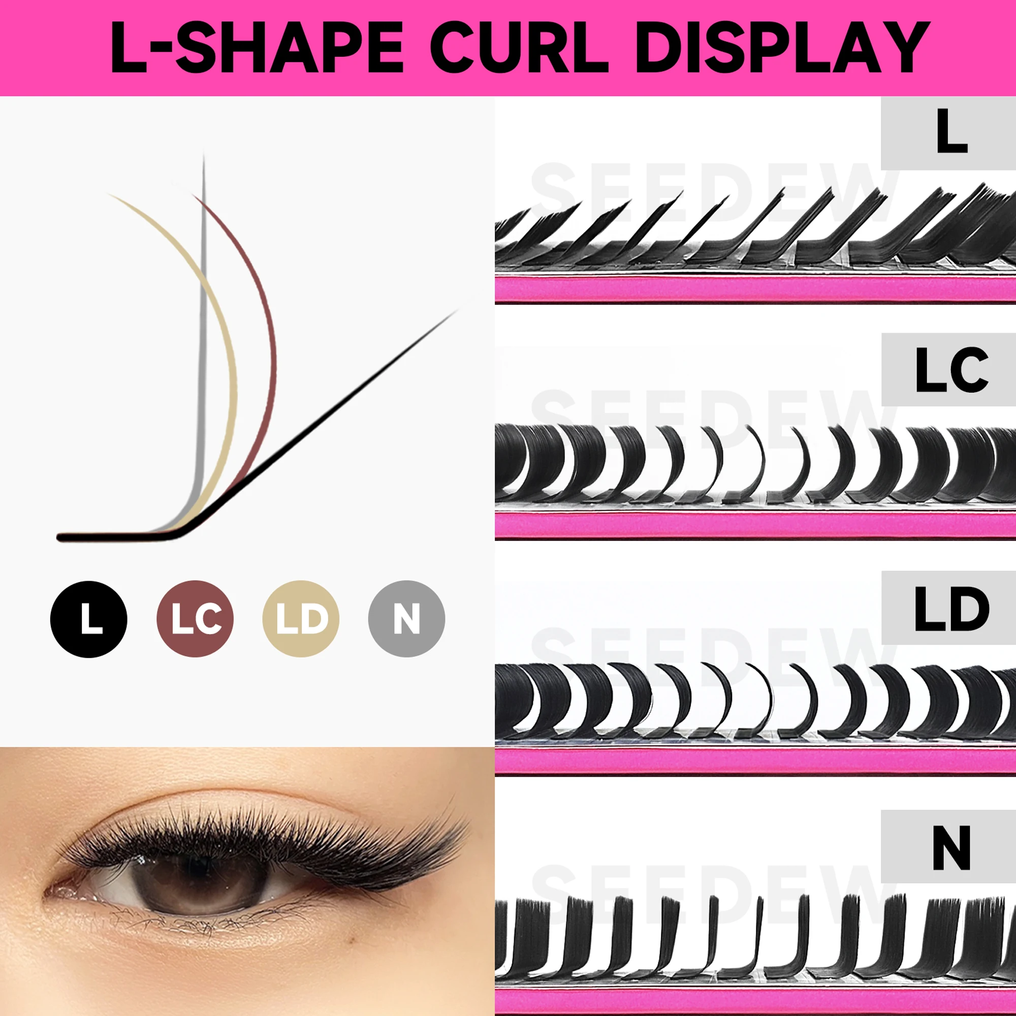 SEEDEW LJ/LB/LC/LD/N Eyelash Extensions L-shape MIX7-15mm Matte Mink Individual Eyelashes Makeup Soft Lashes