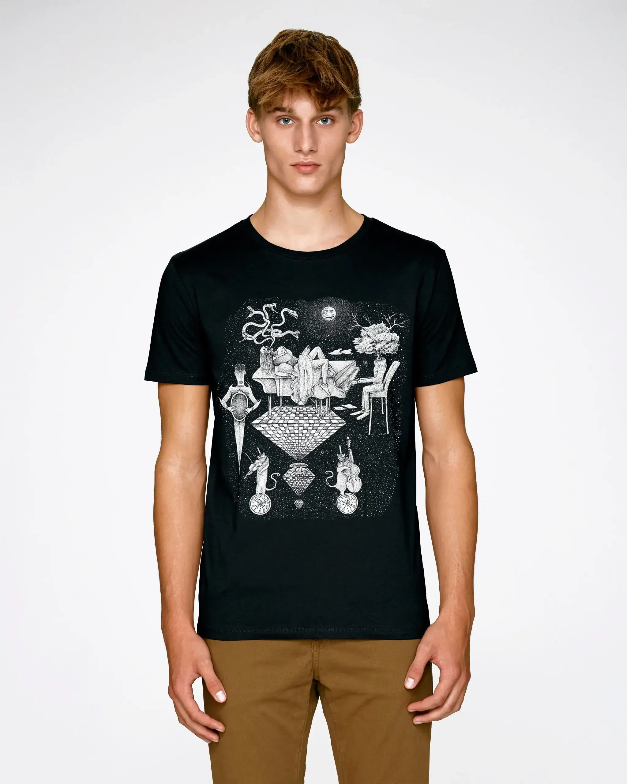 Dark concert T Shirt Black mens tee Men s graphic screenprinted Organic cotton