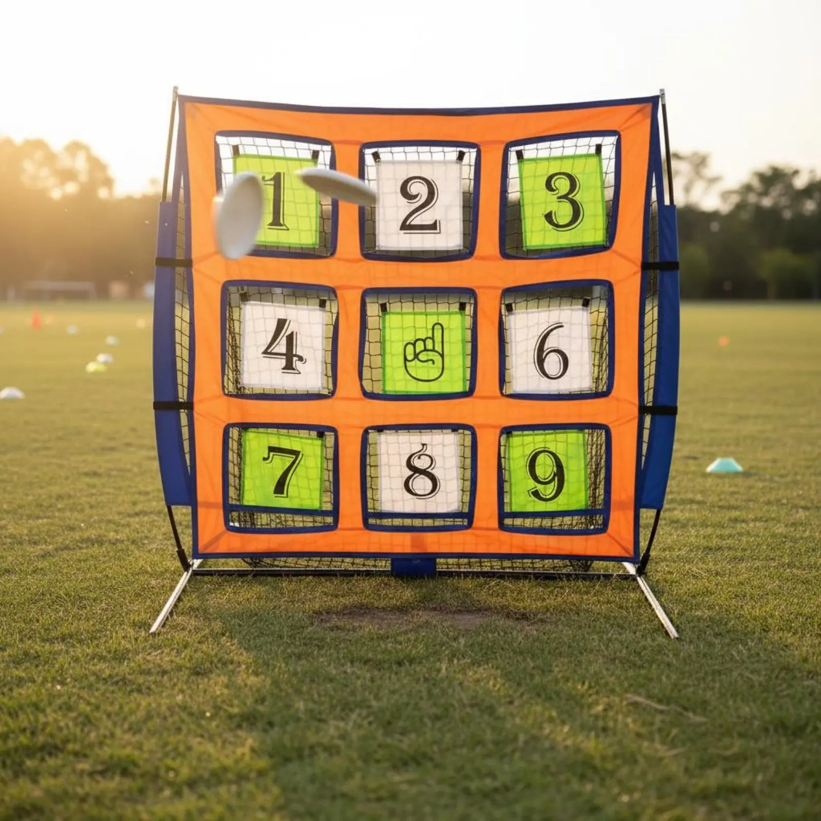 

9-Hole Target Net Reinforced Frame Flying Disc Throwing Net Disc Golf Practice Target Easy to Storage Sports Equipment Portable