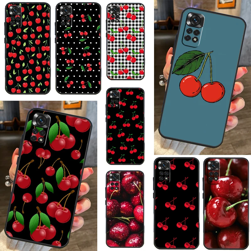 Food Fruit Red Cherry Case For Xiaomi Redmi Note 11 10 Pro Note 12 8 9 Pro 11S 10S 9S Redmi 10C 12C 9C 9T Coque