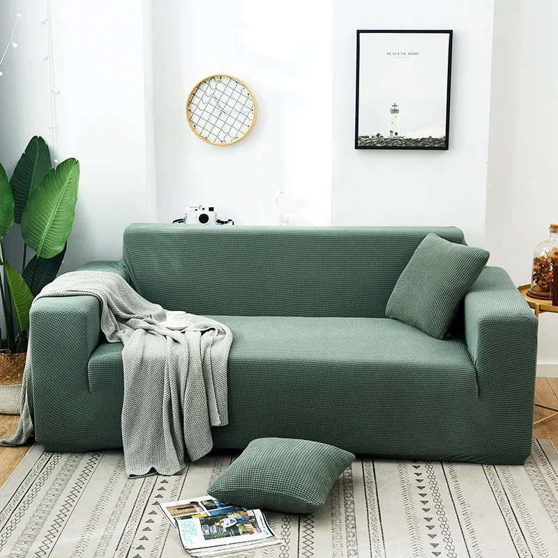 

Nordic Style Solid Color Sofa Cover Fleece Fabric Full Coverage Design High Elasticity Sofa Cover Suitable for Living Room