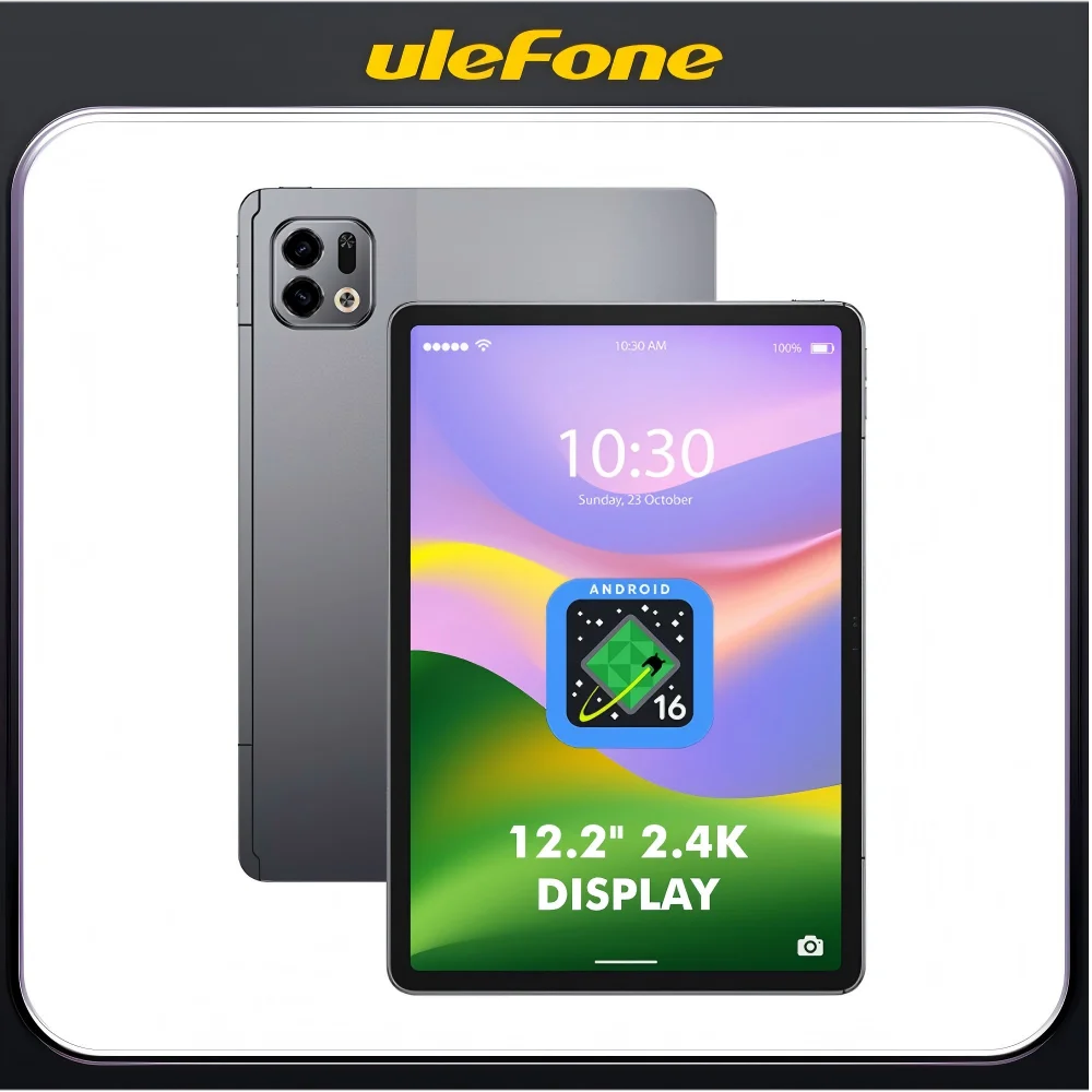 Ulefone Tab A12 Pro 4G-tablet – 12,2" 2.4K Android 16, tot 16 GB RAM, 128 GB ROM, 9000 mAh, Quad-speakers, Widevine L1 – Voor studie en werk