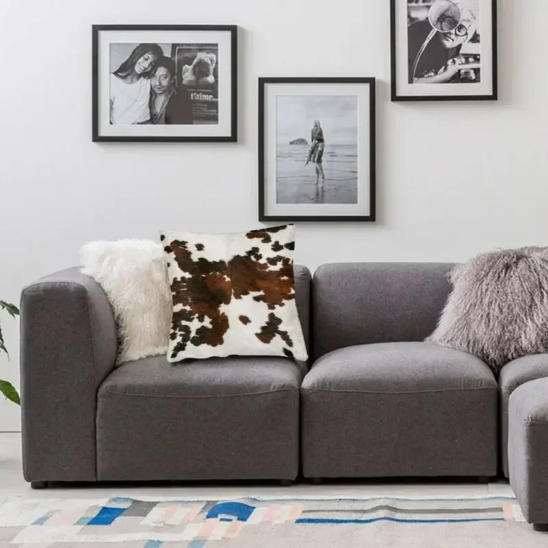 غطاء وسادة حديث من الفراء الصناعي من جلد البقر ، غطاء وسادة جلد جلد نمط إخفاء الحيوانات ، طباعة وسادة رمي ، ديكور #6