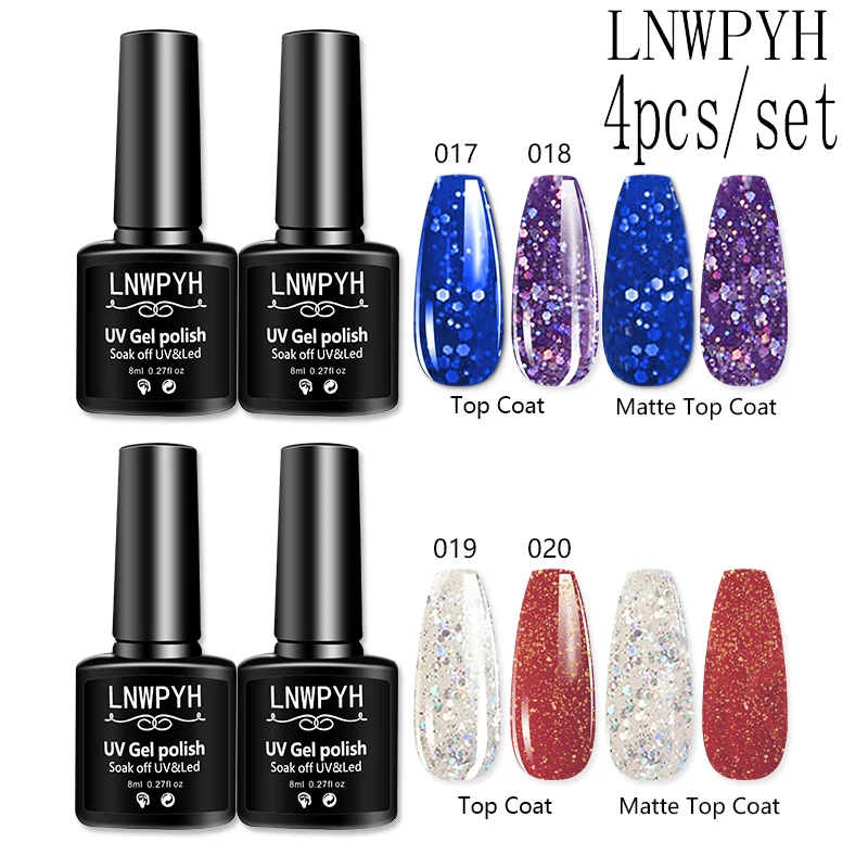 2/4Pc Manicure Gel Polish Kit Semi Permanent Gel Vernis Base Coat Top Coat UV LED Nail Gel Soak Off UV Nail Art Gel Varnish Set