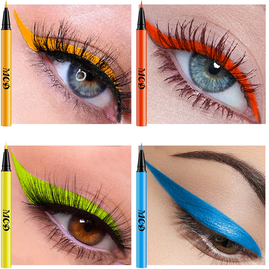 Eyeliner liquido 8 colori Penna eyeliner color neon Impermeabile Uv Blacklight Fluorescente Viso Vernice per il corpo Trucco Giallo Viola Rosso