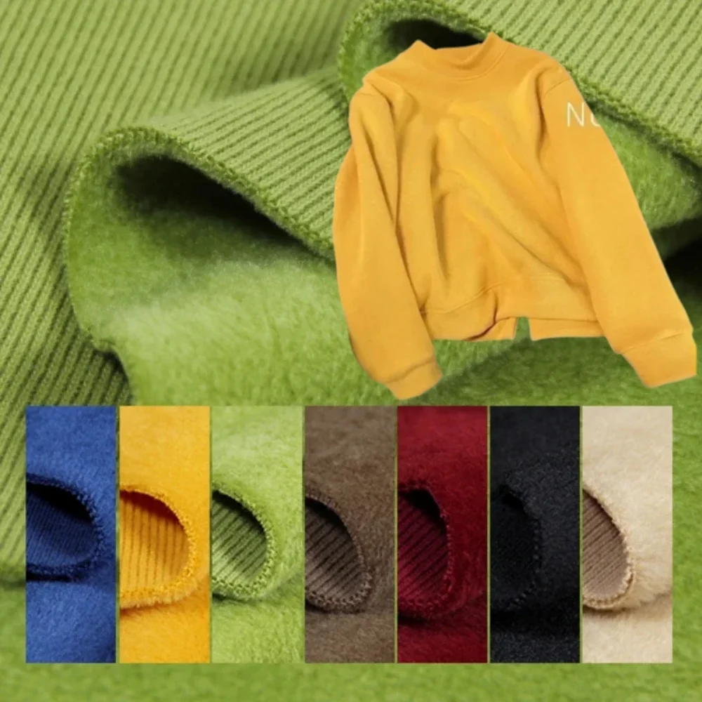 

Cotton Plush Thickened Elastic Knitted Fabric Warm Winter Sweater Sweatpants Dress Coat Sewing Wholesale Cloth Fashion Material