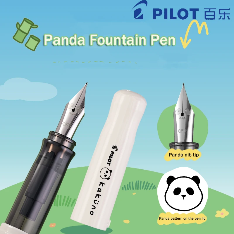 PILOT Kakuno Panda Fountain Pen,Black&White Transparent Design with Iconic Smiley Nib WritingTool for Journaling and Calligraphy