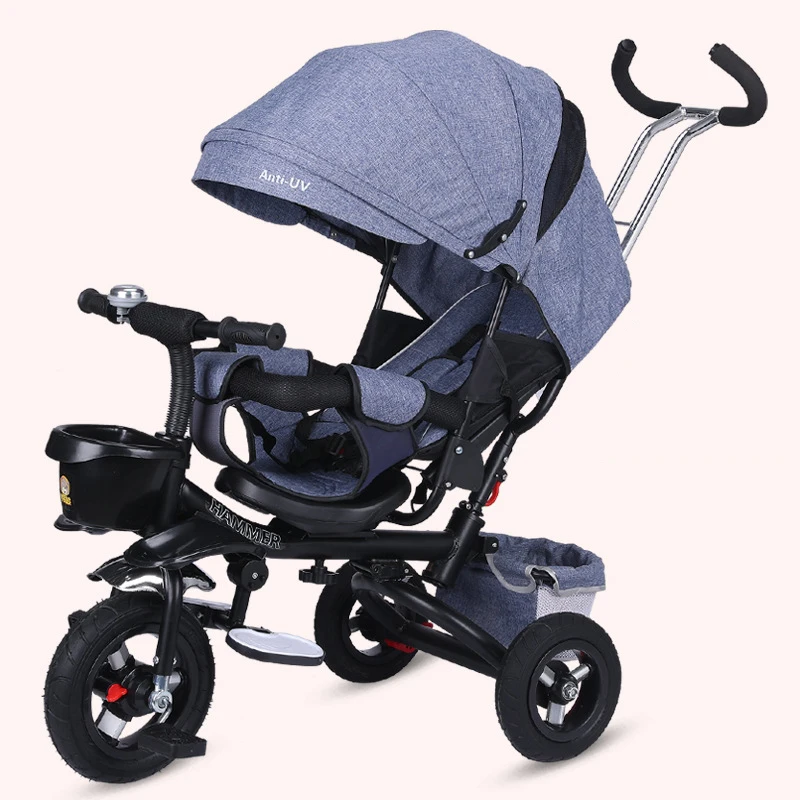 

Children's Push Tricycle Baby Trike Folding Kids Bicycle Multifunctional Stroller with Rotatable Seat for 1-6 Years Old