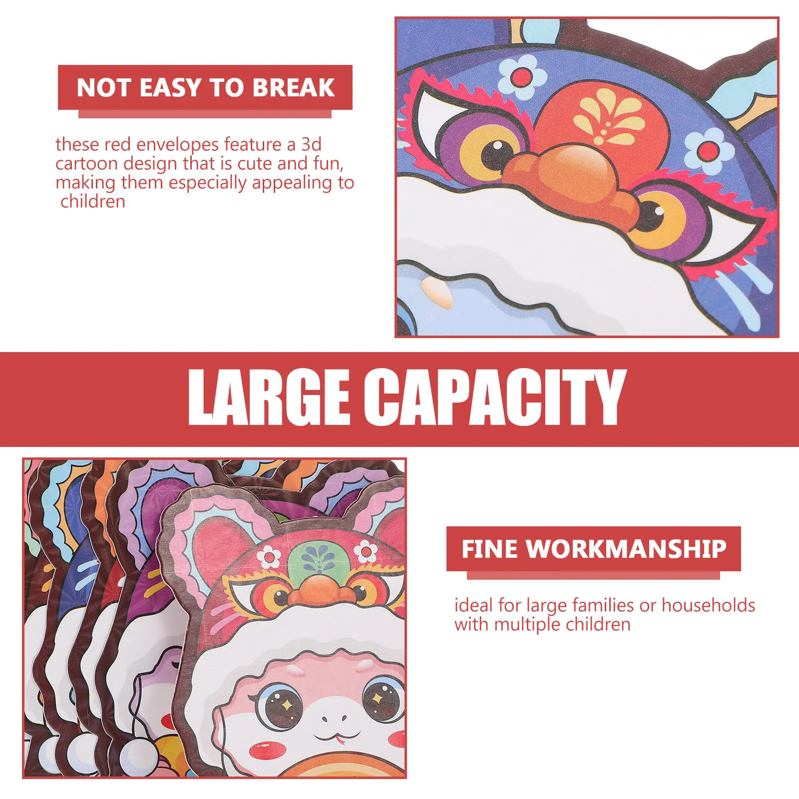 30Pcs Year of The Snake Red Envelopes 2025 3D Cartoon Design Festive Red Packets for Chinese New Year Children Family Gatherings