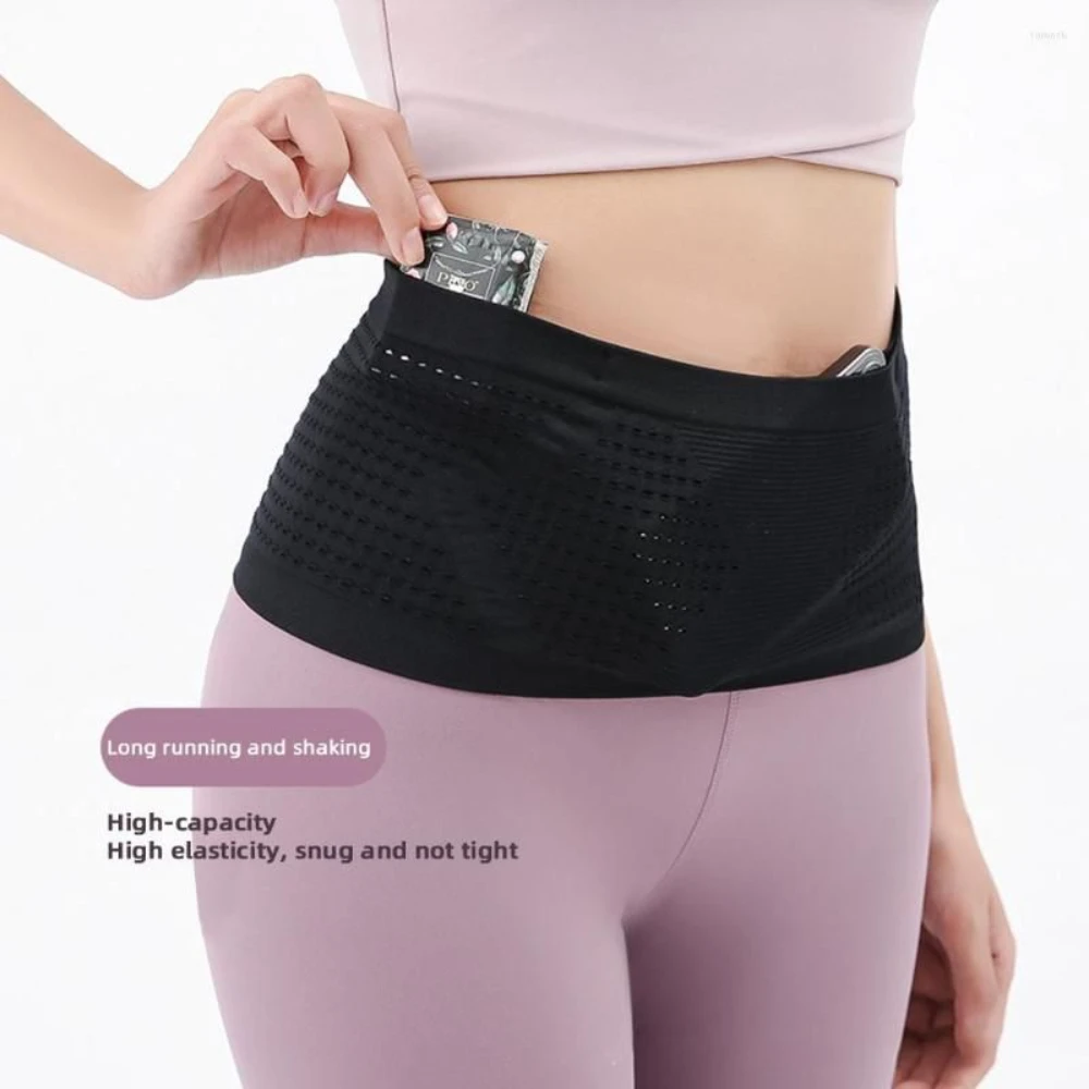 Seamless Invisible Running Waist Belt Bag Gym Bags Unisex Sports Phone Bags for Fitness Jogging Cycling Flat Fanny Pack Travel