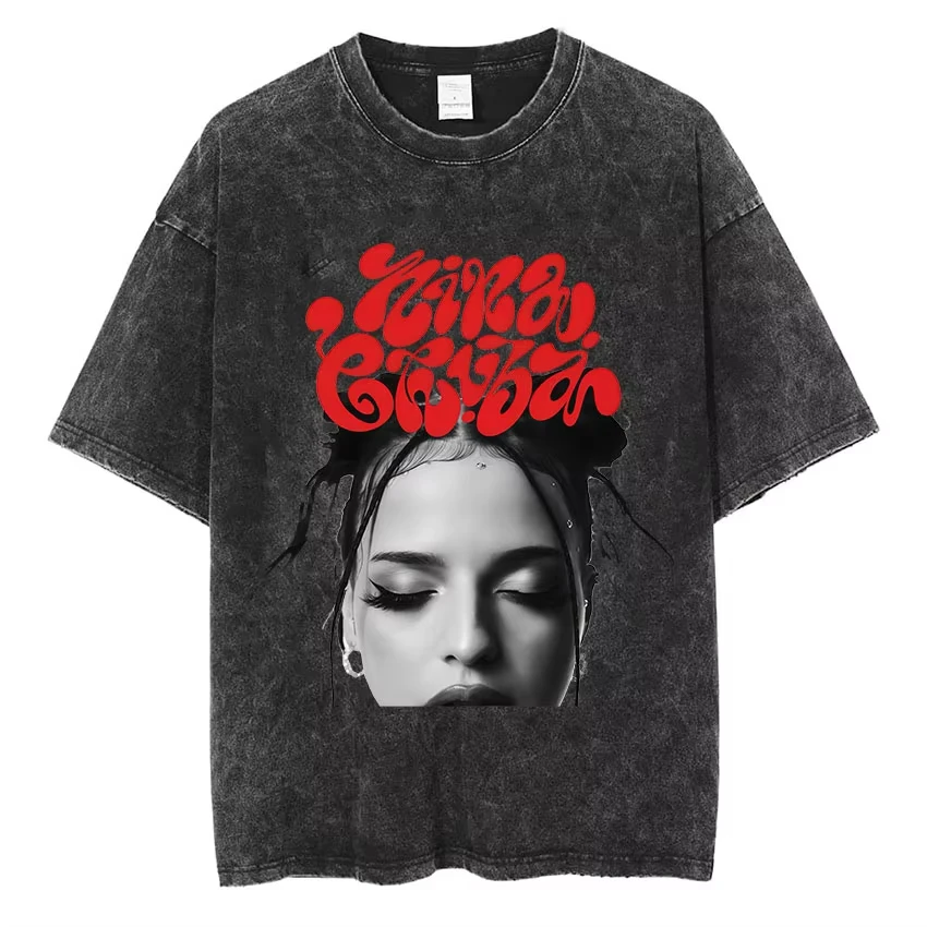 Men Women Summer Aesthetic Fashion Oversized Cotton T Shirt Streetwear Singer Nina Chuba Tour Album 2025 Vintage Washed T-Shirts