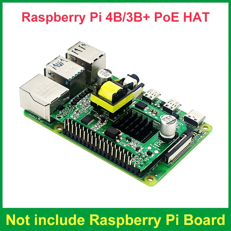 Raspberry Pi 4 PoE HAT Power Over Ethernet Module IEEE 802.3Af Standard Network for Raspberry Pi 4B / 3B+