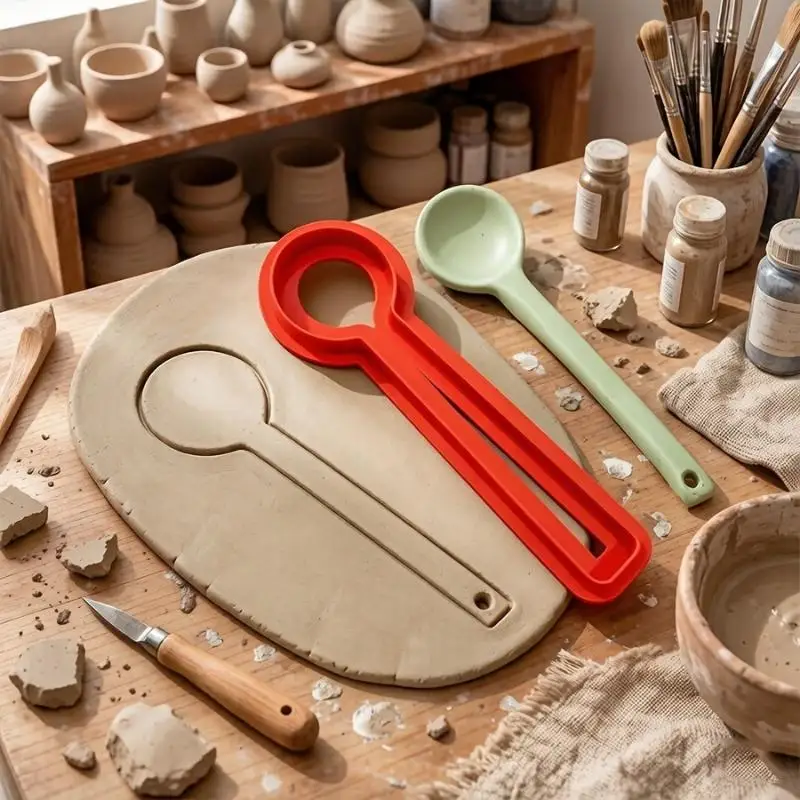 Clay Spoon Shape Cutter Mold Pottery Polymer Clay Craft Tool DIY Ceramic Spoon Making Supplies