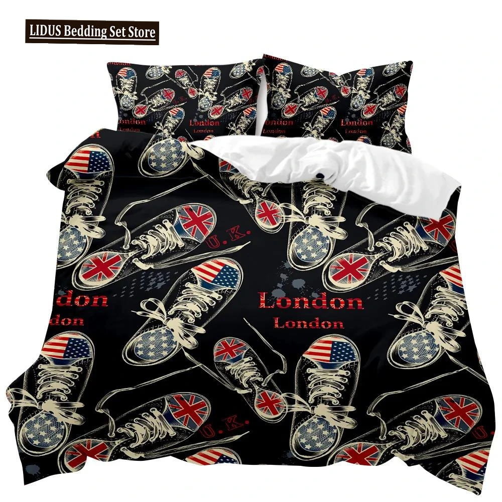 

Urban Trend Duvet Cover Set London Canvas Shoes For Kids Teens Twin Bedding Set Double Queen King Size Polyester Quilt Cover