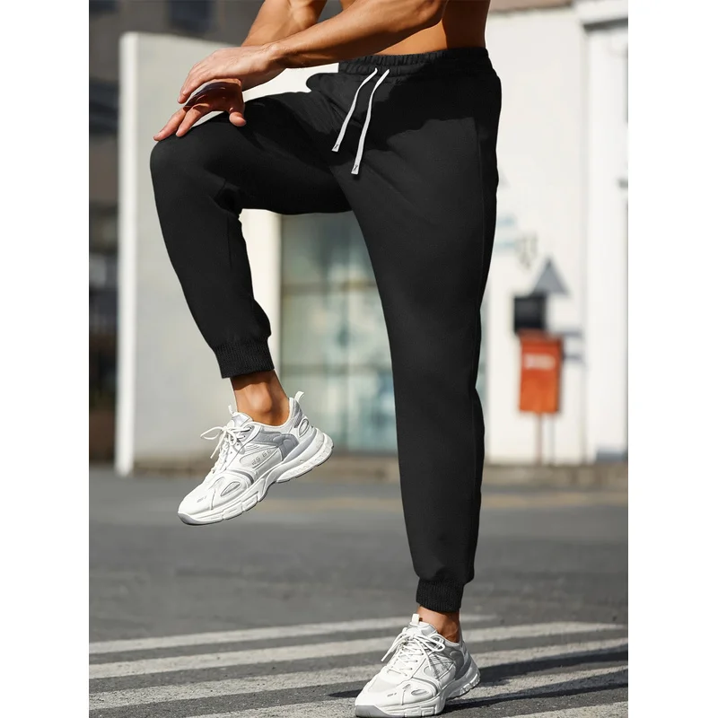 Men's Minimalist Sports Pants Casual Sports Style Fitness Training Pants Elastic Waist Deep Pocket Solid Color Sports Pants