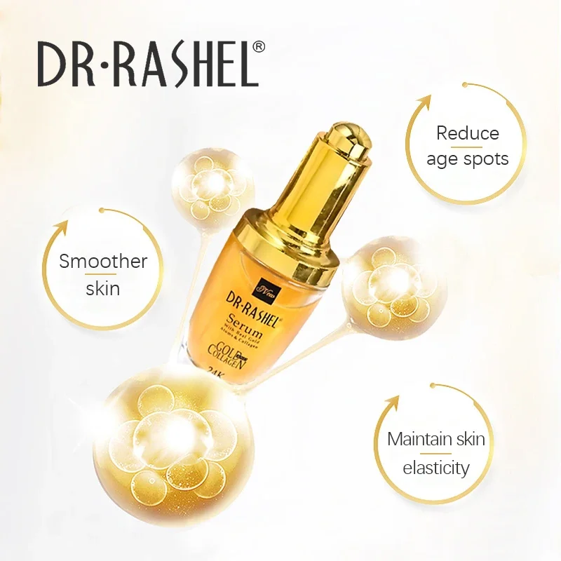 DR.RASHEL 24K Real Gold Atoms Collagen Serum Moisturizing Nourishing Whitening Fading Dark Spots Makeup Primer Facial Serum