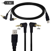 2in1 3.5mm Male AUX Audio Car Stereo Jack Cables To USB 2.0 Male Charge Cable 1m USB to 4 3 Pole