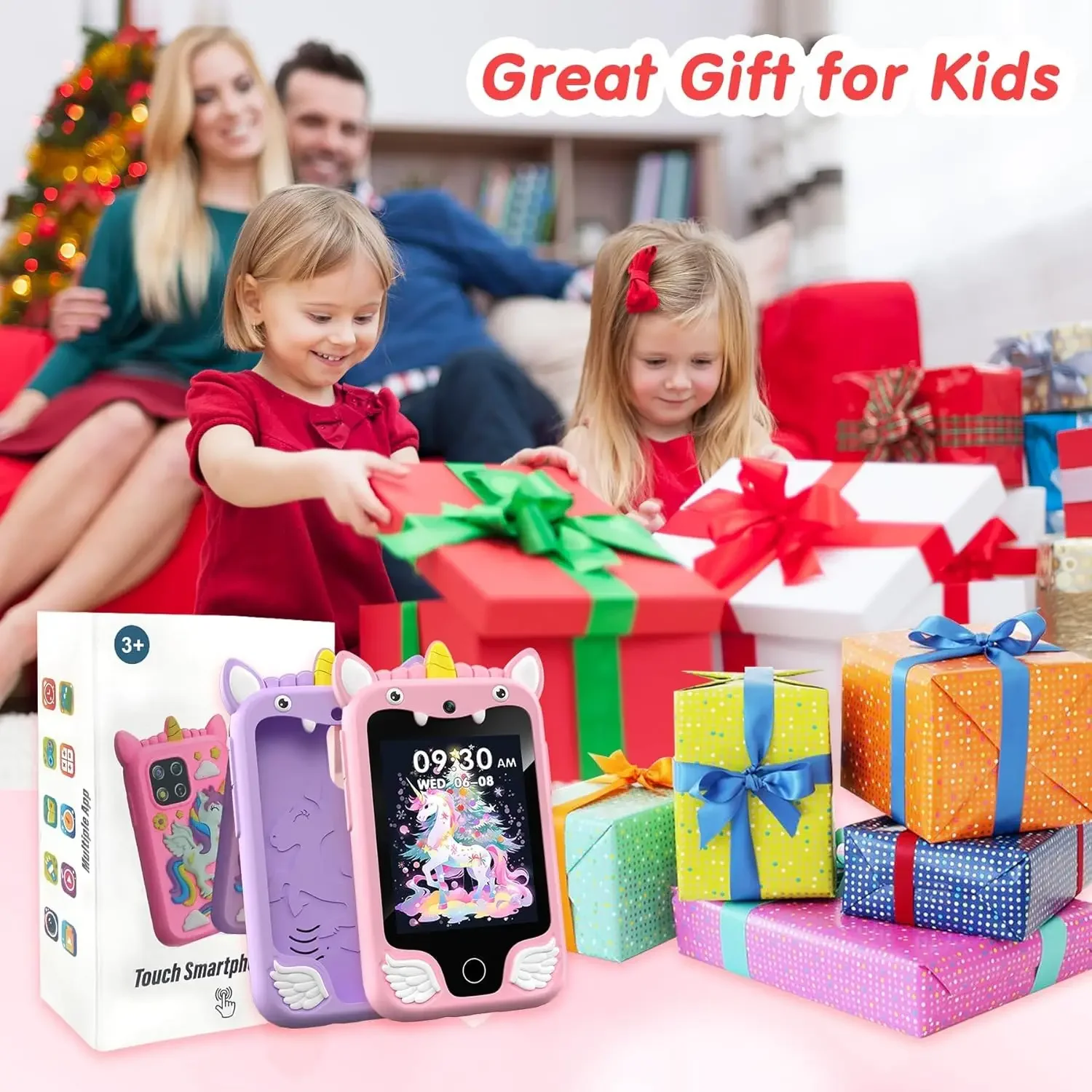 Crianças câmera de telefone inteligente brinquedos touchscreen unicórnio bebê móvel mp3 player câmera digital brinquedos educativos para meninas meninos idade 3-8